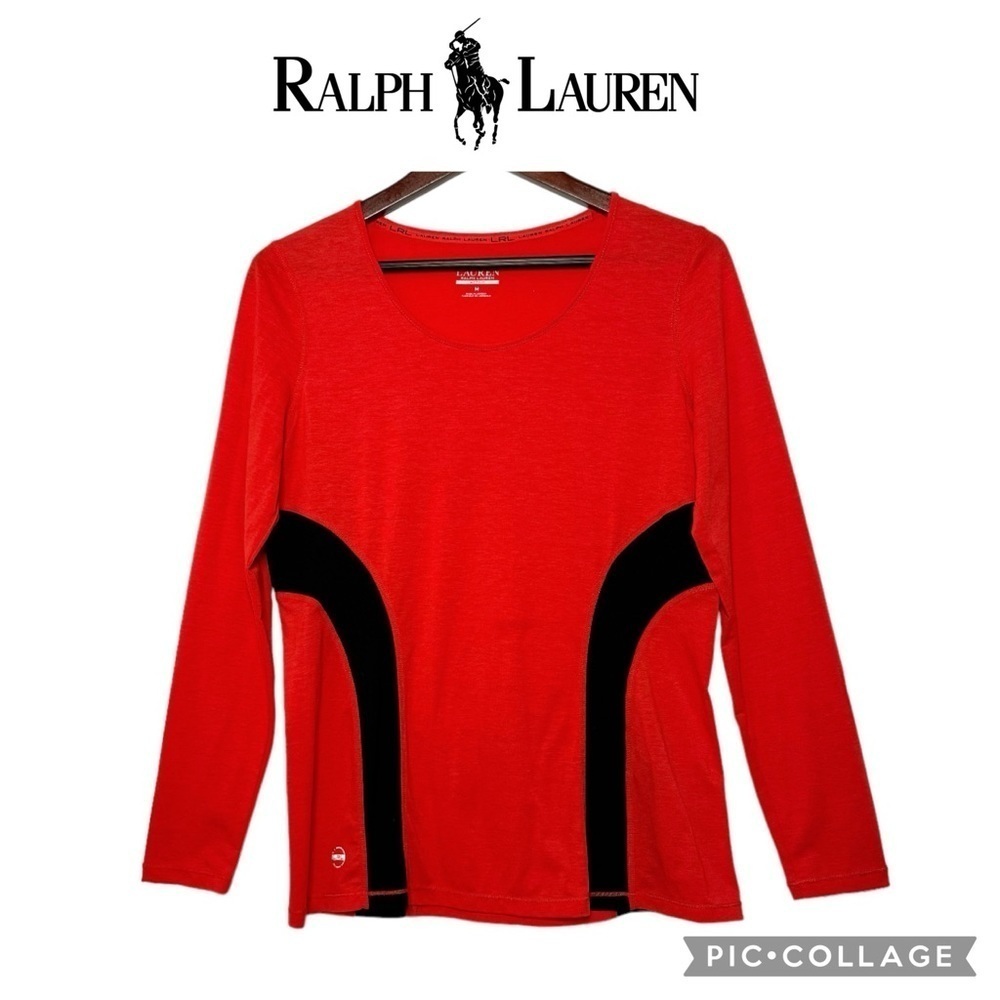 Ralph Lauren LRL Active women long sleeve performance shirt red size M